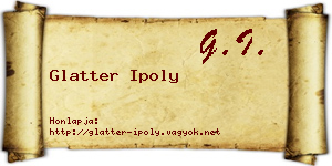 Glatter Ipoly névjegykártya